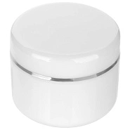 Банка белая пластиковая с серебряной полоской, 50мл