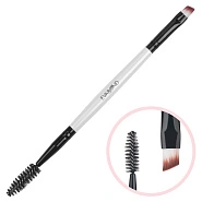 Кисть макияжная двухсторонняя для бровей скошенная и винтовая щетка