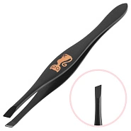 Пинцет для бровей черный cкошенный Cat Y