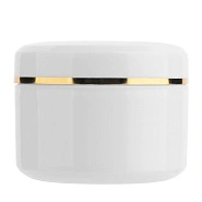 Банка белая пластиковая с золотой полоской, 30мл