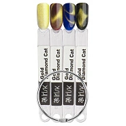 Палитра дизайнов гель-лаком Gold Diamond Cat М155-38, веер (4 типсы)