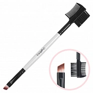 Кисть макияжная двухсторонняя для бровей скошенная и щеточка-расческа